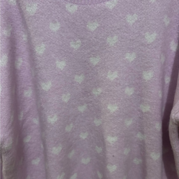 Lilac Heart Knit Sweater Cozy Cottagecore Coquette Grannycore Soft Romantic - Picture 4 of 5